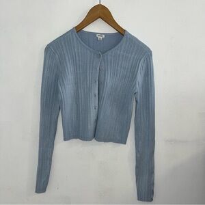 Garage Light Blue Ribbed Knit Top